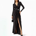 Vest Long Sleeve Deep V-neck Dress